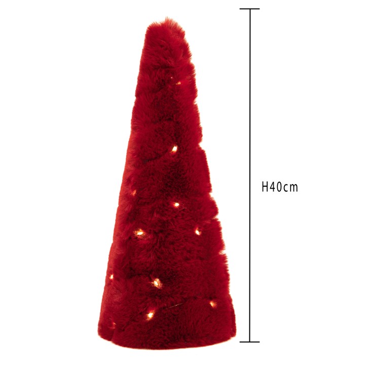 Abete ciniglia rosso cm,40 c/60 led uso interno | CarinCasa
