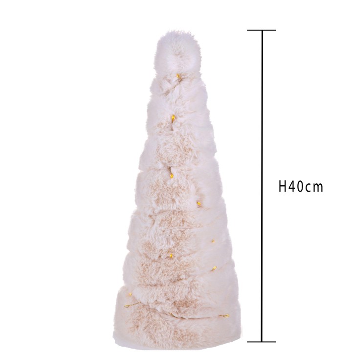 Abete ciniglia bianco cm.40 c/60 led uso interno | CarinCasa