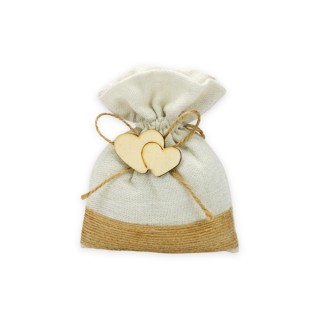 Sacchetto cotone con ricamo juta ed applicazione doppio…