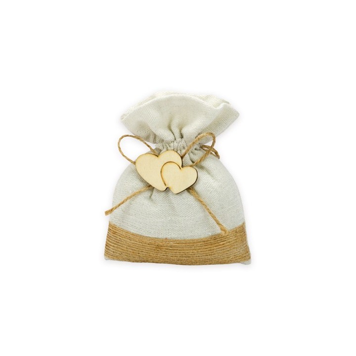 Sacchetto cotone con ricamo juta ed applicazione doppio…