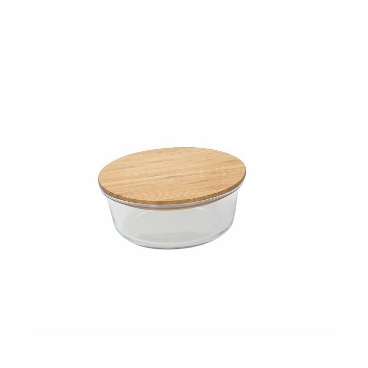 Contenitore vetro rotondo Natural Wooden 15 cm