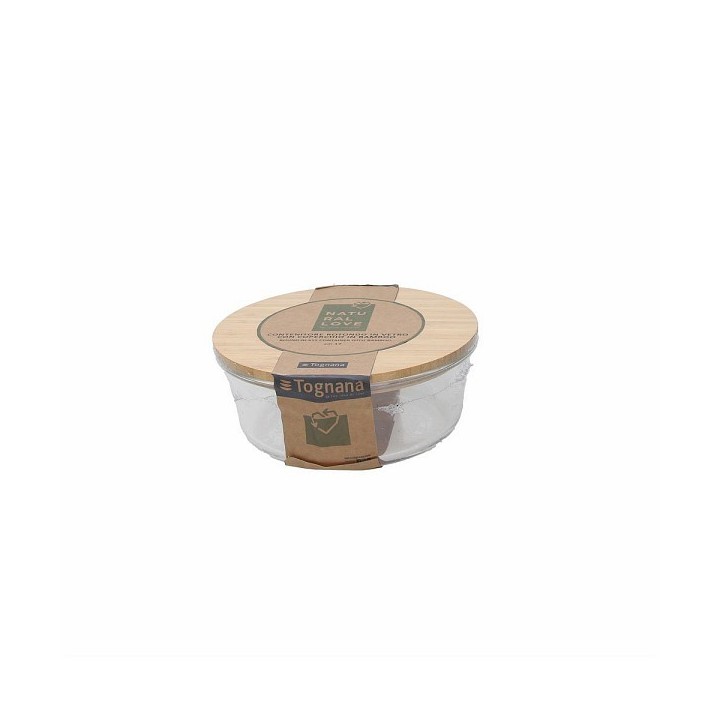 Contenitore vetro rotondo Natural Wooden
