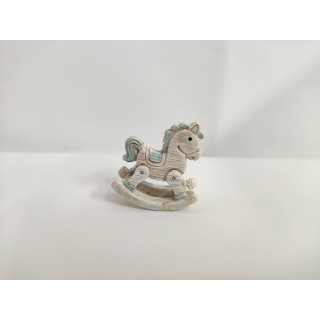 Cavallo a dondolo decorativo celeste e panna