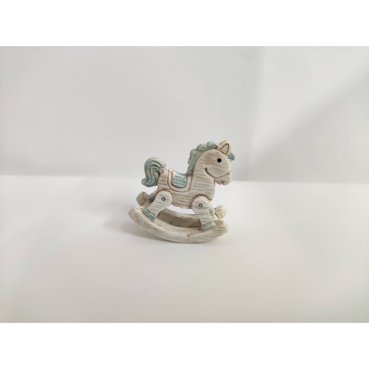 Cavallo a dondolo decorativo celeste e panna