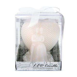 Candela led a forma di cuore con sposi