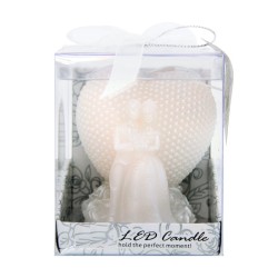 Candela led a forma di cuore con sposi