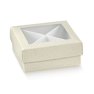 Scatola fondo + coperchio finestra pelle bianca 70 x 70 x…