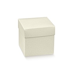 Scatola fondo + coperchio pelle bianco 165 x 165 x 80 mm