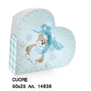 Cuore ted bear celeste 50 x 25 mm | CarinCasa