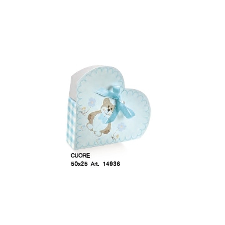 Cuore ted bear celeste 50 x 25 mm | CarinCasa