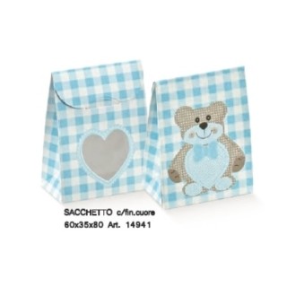 Sacchetto ted bear a cuore celeste 60 x 35 x 80 mm |…