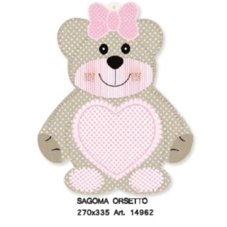 Sagoma orso ted bear rosa 270 x 335 mm | CarinCasa