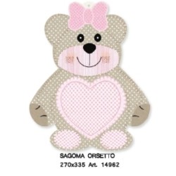 Sagoma orso ted bear rosa 270 x 335 mm