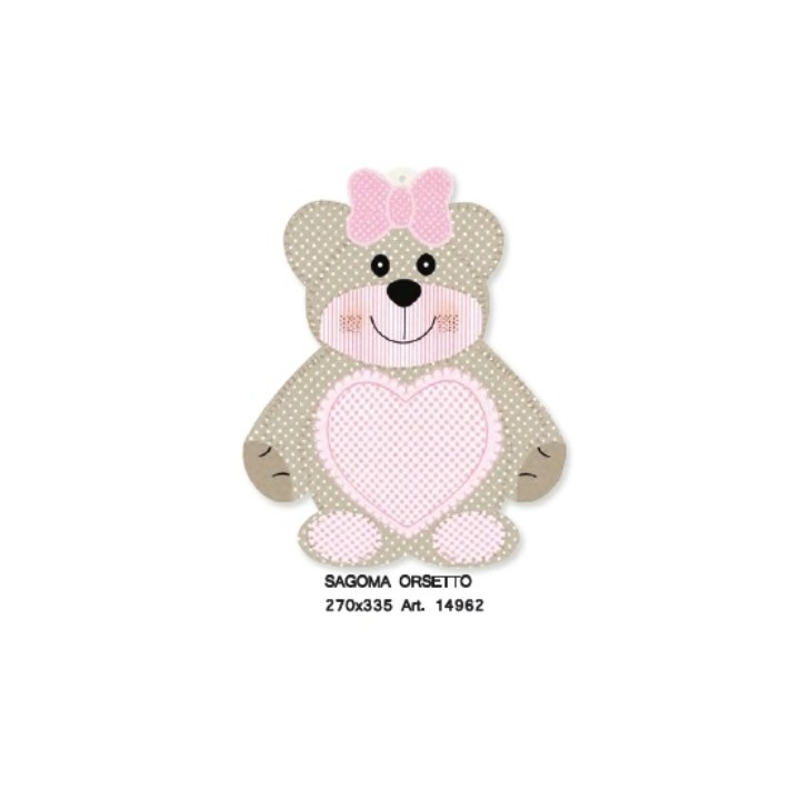 Sagoma orso ted bear rosa 270 x 335 mm | CarinCasa