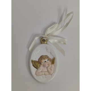 Medaglione porcellana angioletto 5,5 x 8,5 cm | CarinCasa