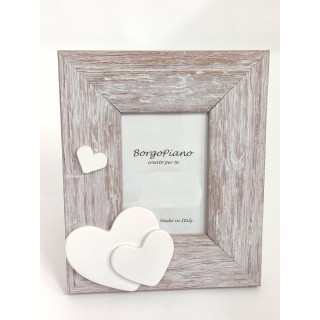 Cornice pino nocciola cuore doppio e cuoricini 7 x 10 cm |…