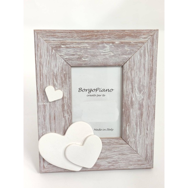 Cornice pino nocciola cuore doppio e cuoricini 7 x 10 cm |…