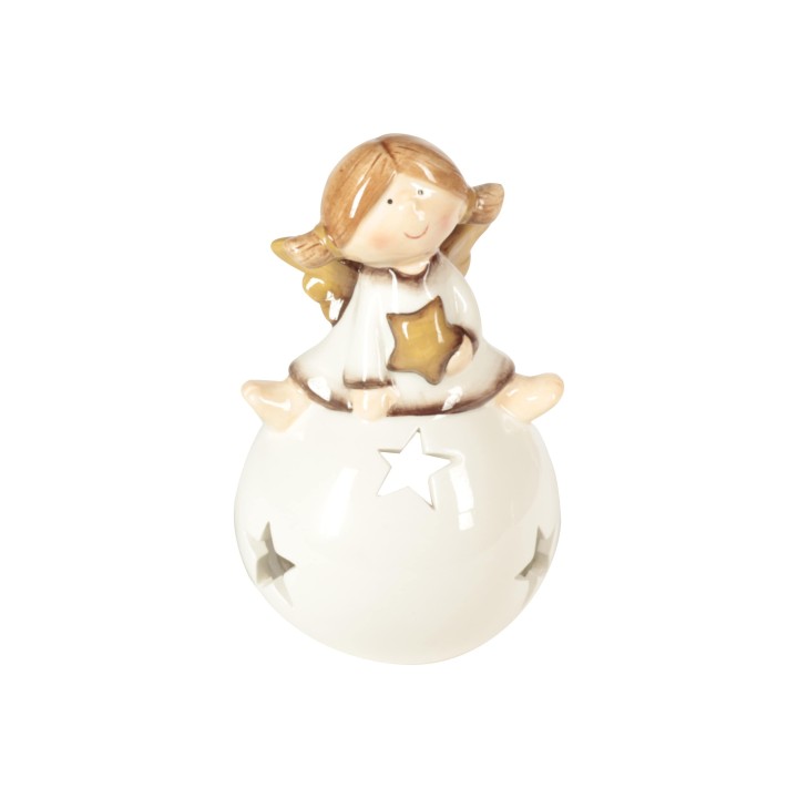 Portacandela light angelo bianco palla 15,5 cm | CarinCasa
