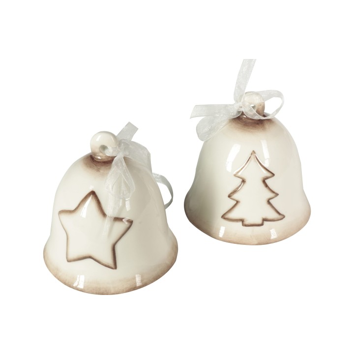 Campanella bianca stella/albero assortiti 9 cm | CarinCasa