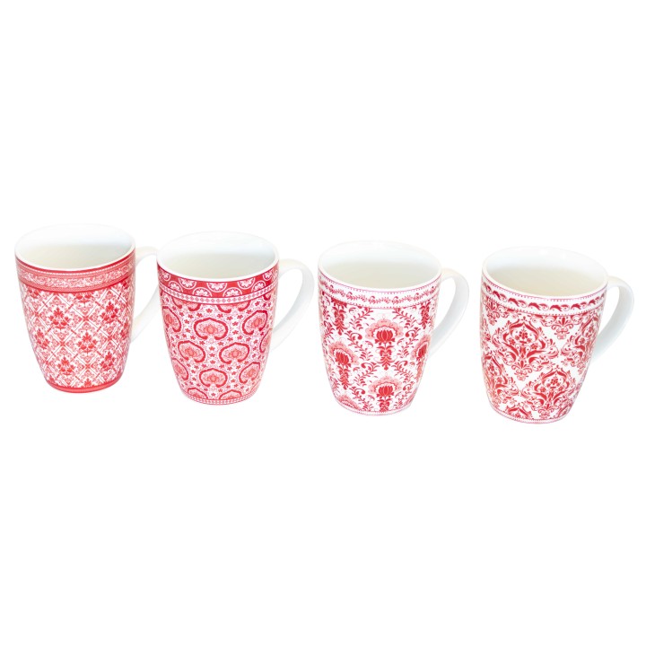 Mug arabesque rosso 340ml porcellana 10 cm | CarinCasa