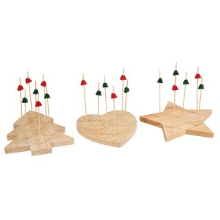 Set aperitivo 3 pezzi cuore albero stella 20 stuzzicadenti…