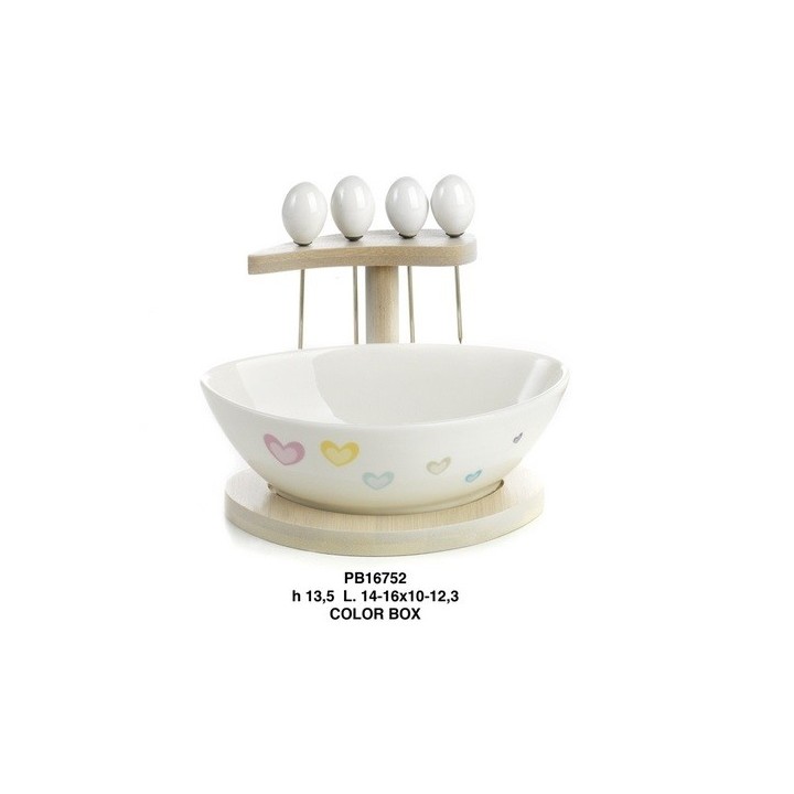 Set vassoio ciotola decoro cuori con posate 16 x 13,5 cm |…