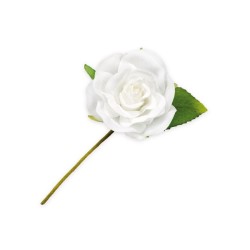 Rosellina c/due foglie *96-12 bianco