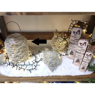 Portacandele intrecciato bianco 16 x 35 cm | CarinCasa