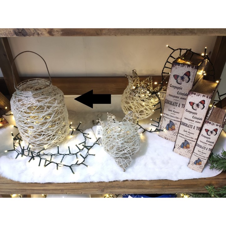 Portacandele intrecciato bianco 16 x 35 cm | CarinCasa