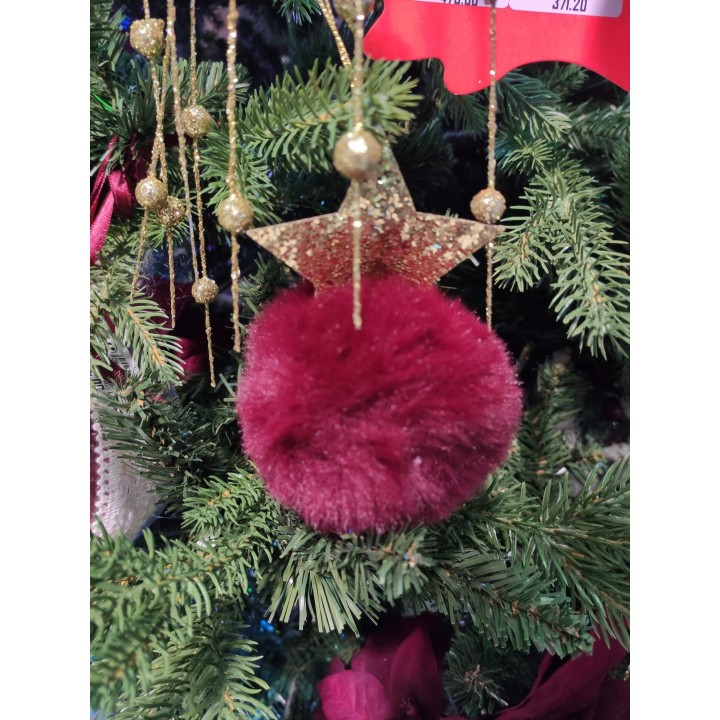 Pallina pellicciotto bordeaux con stella 11 x 7 cm |…