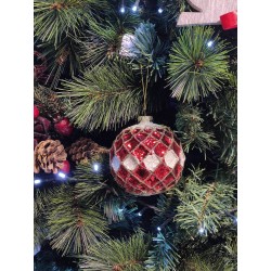 Palla rossa scacchi glitterati argento