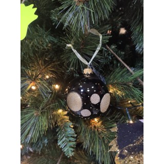 Sfera vetro nera decoro cerchi 8 cm | CarinCasa