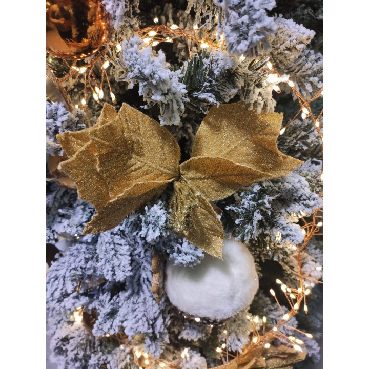 Fiore natalizio oro con gambo 25 cm | CarinCasa