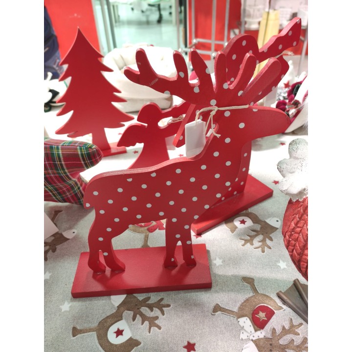 Cervo rosso pois base legno 25 x 30 cm | CarinCasa