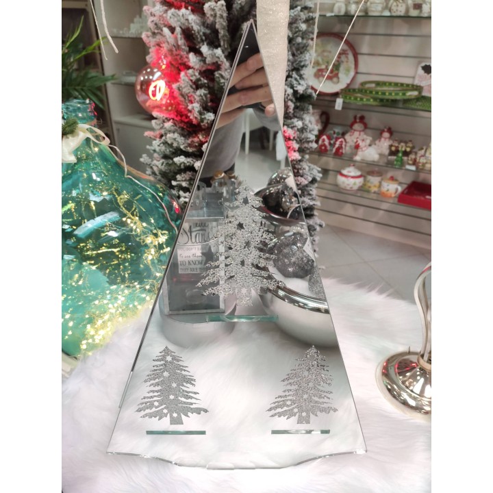 Porta candela in vetro con abete grande cm h50 | CarinCasa