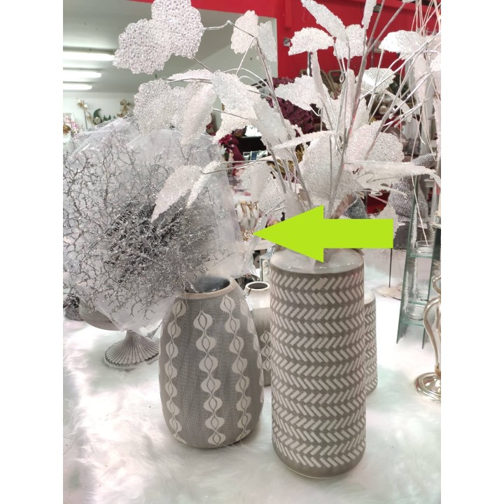 Ramo corallo argentato glitterato 62 cm | CarinCasa