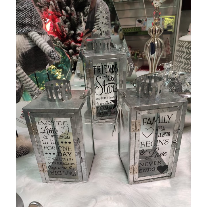 Lanterna slogan zinc 21X10 cm assortiti decori | CarinCasa