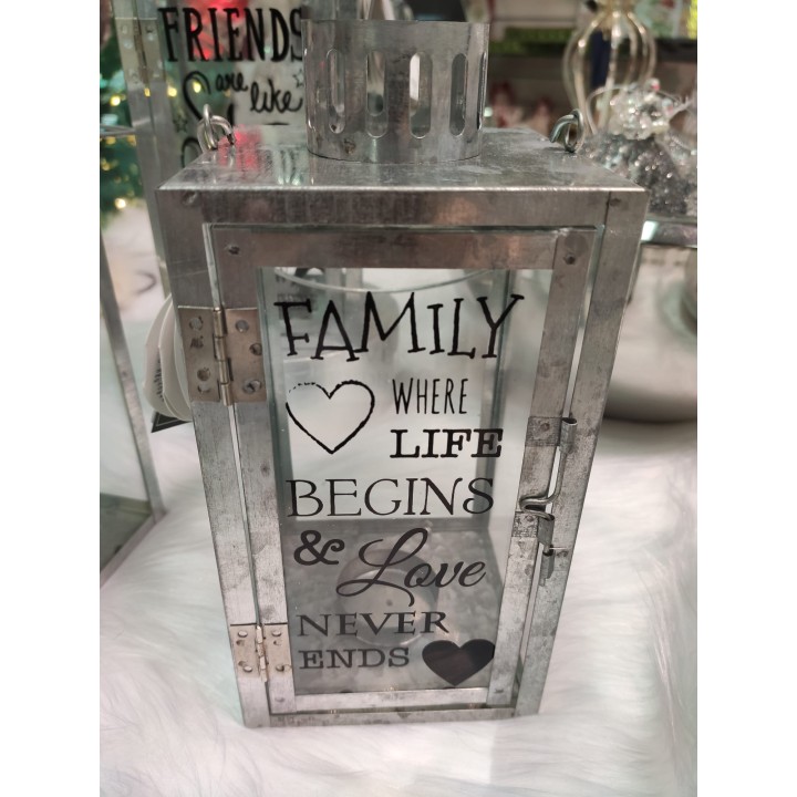 Lanterna slogan zinc 21X10 cm assortiti decori | CarinCasa