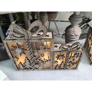 Pacchi decoro natalizio in legno con luce 25,7 cm |…