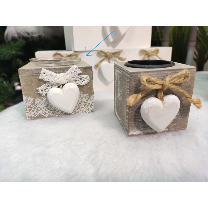 Cubo porta candela con cuoricino white 8 x 8 x 7 cm |…