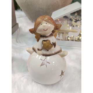 Portacandela light angelo bianco palla 15,5 cm | CarinCasa