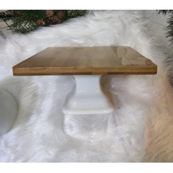 Alzata quadra in porcellana e bamboo 20 x 20 x 10 cm