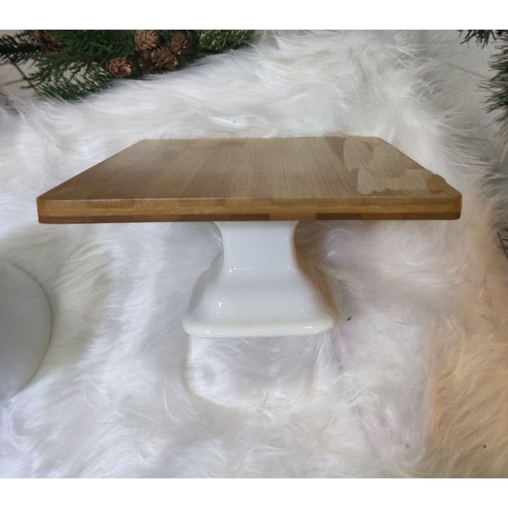 Alzata quadra in porcellana e bamboo 20 x 20 x 10 cm |…