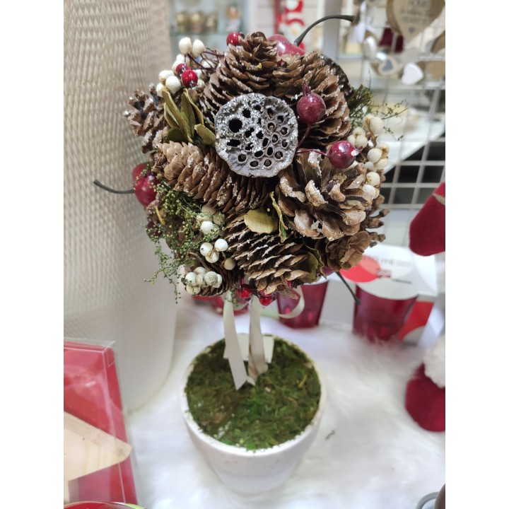 Albero sfera con pigne e bacche 39 cm | CarinCasa