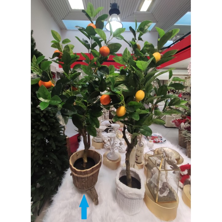 Carretto con vaso wooden skin 39 cm | CarinCasa