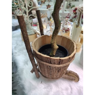 Carretto con vaso wooden skin 39 cm | CarinCasa