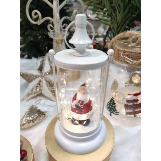 Lanterna bianca + led babbo con dono 25 cm | CarinCasa