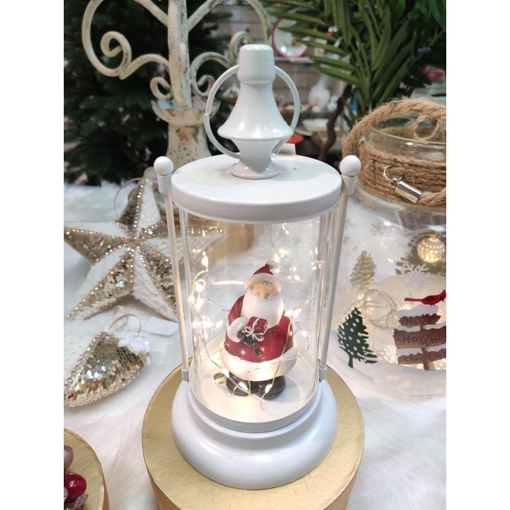 Lanterna bianca + led babbo con dono 25 cm | CarinCasa