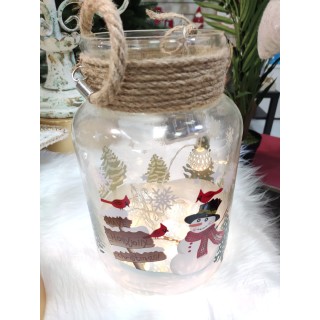 Portacandela con corda decoro pupazzo di neve 25 cm |…