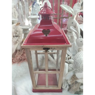 Lanterna in legno e ferro cuore piccola 19 x 50 cm |…